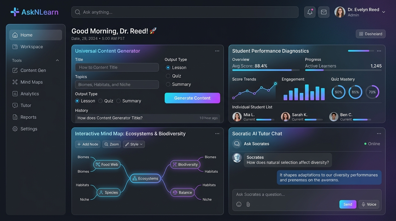 AskNLearn AI-Powered Learning Platform mockup by Harsh Gorantiwar